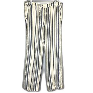 Michael Stars Linen Striped Pull-on Pants Beach Summer Nautical Small‎